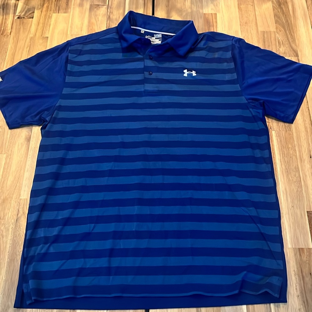 Under Armour loose fit blue striped polo XL